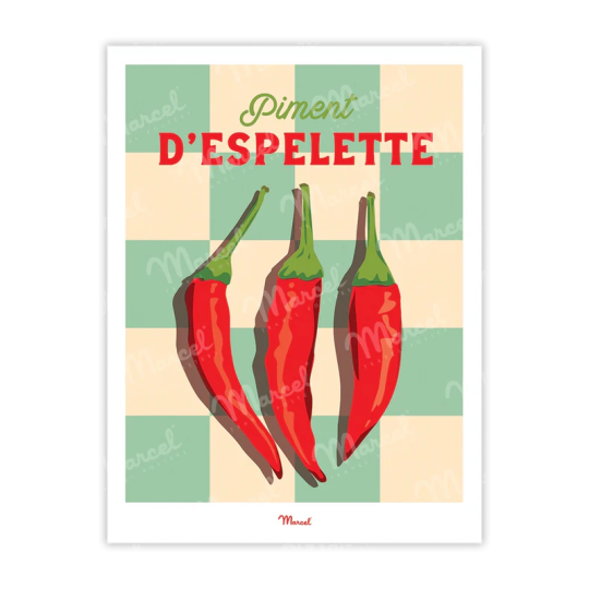 Affiche MARCEL TRAVEL POSTERS Travel Color Piment d'Espelette format 30x40cm