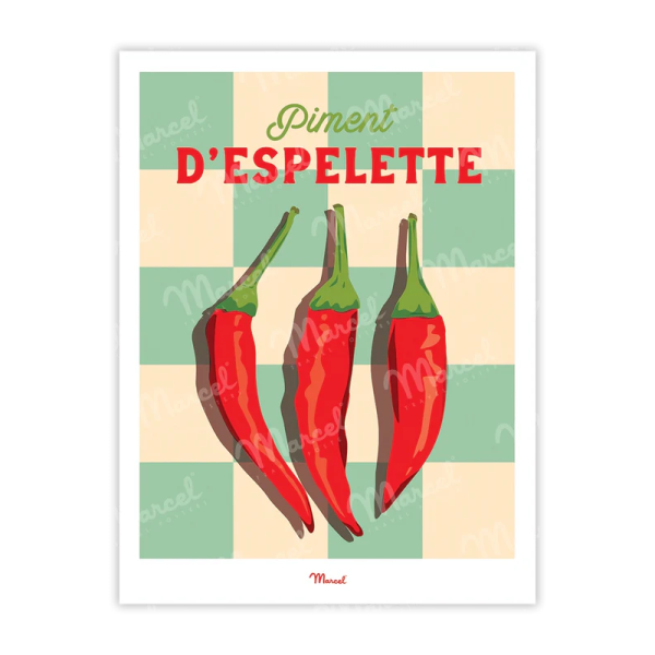 Affiche MARCEL TRAVEL POSTERS Travel Color Piment d'Espelette format 30x40cm