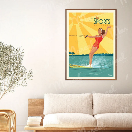 Affiche MARCEL TRAVEL POSTERS Les Sports Nautiques format 30x40cm
