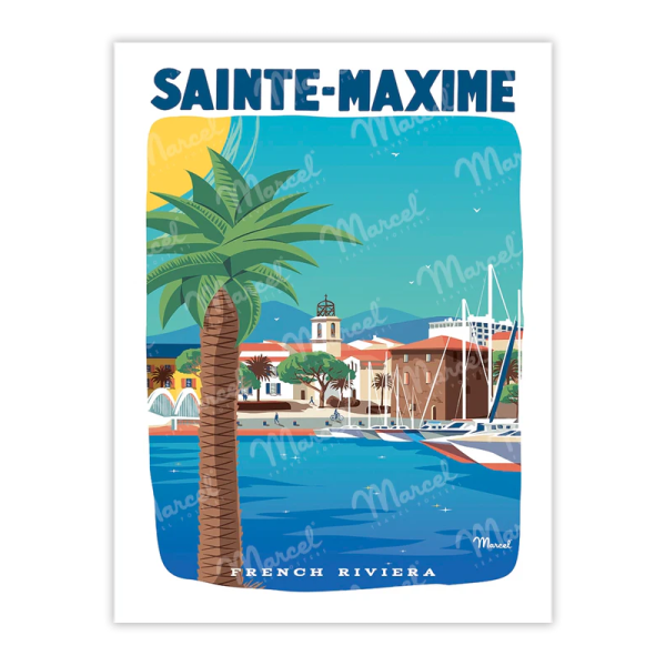 Affiche MARCEL TRAVEL POSTERS Sainte-Maxime French Riviera format 30x40cm