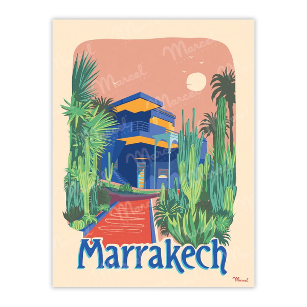 Affiche MARCEL TRAVEL POSTERS Marrakech Le Jardin Majorelle format 30x40cm