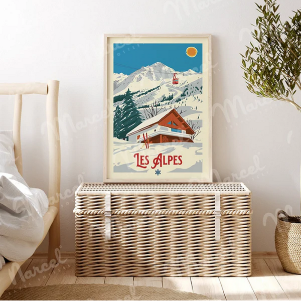 Affiche MARCEL TRAVEL POSTERS Les Alpes Le Chalet format 30x40cm
