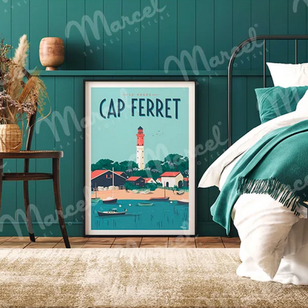 Affiche MARCEL TRAVEL POSTERS Cap Ferret Le Phare format 30x40cm
