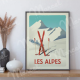 Affiche MARCEL TRAVEL POSTERS Les Alpes Les skis rouges format 30x40cm