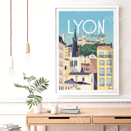 Affiche MARCEL TRAVEL POSTERS Lyon Le Vieux Lyon format 30x40cm