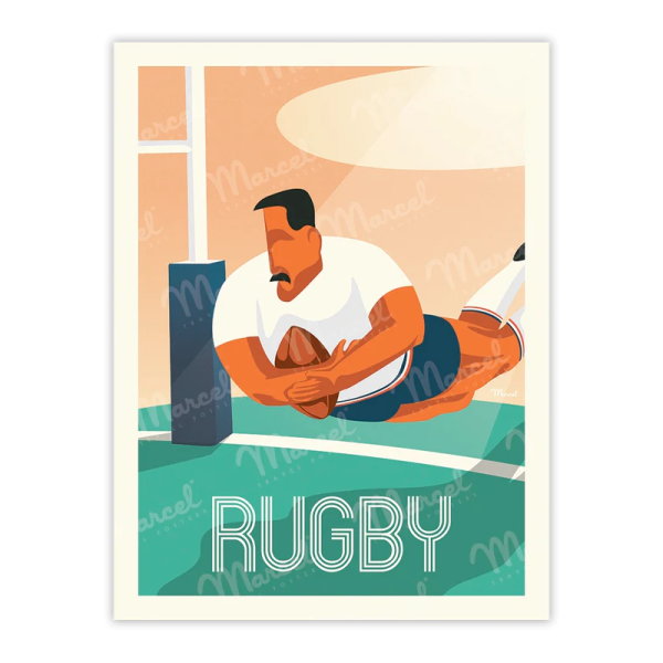 Affiche MARCEL TRAVEL POSTERS Le Rugby format 30x40cm