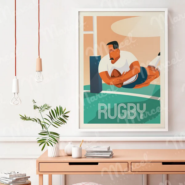 Affiche MARCEL TRAVEL POSTERS Le Rugby format 30x40cm