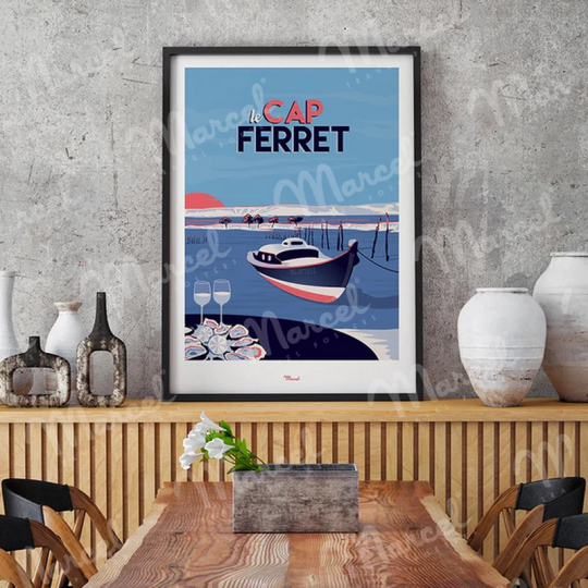 Affiche MARCEL TRAVEL POSTERS Cap Ferret Le Mimbeau format 30x40cm