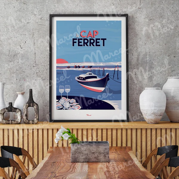 Affiche MARCEL TRAVEL POSTERS Cap Ferret Le Mimbeau format 30x40cm