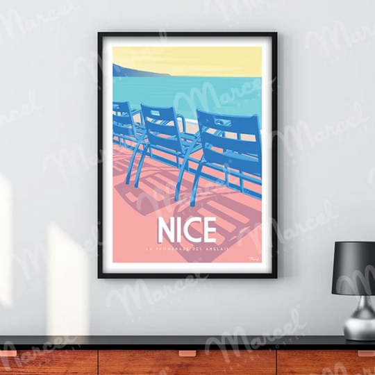 Affiche MARCEL TRAVEL POSTERS Nice La Promenade des Anglais format 30x40cm