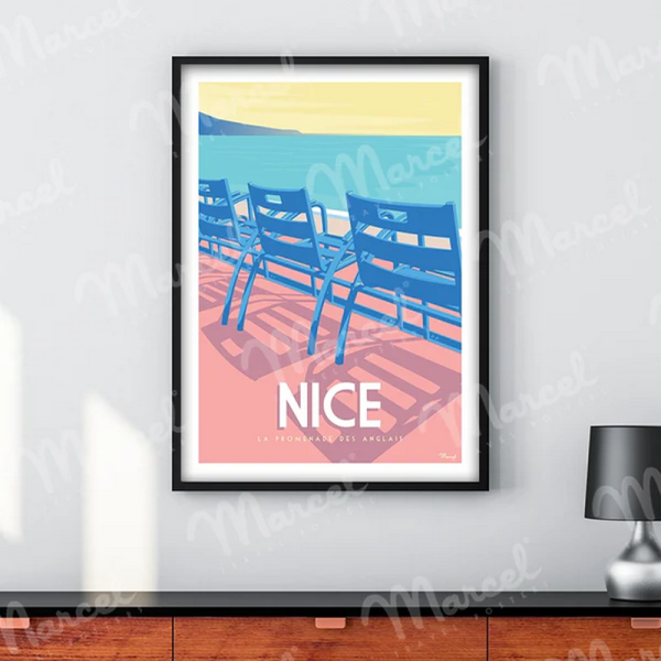 Affiche MARCEL TRAVEL POSTERS Nice La Promenade des Anglais format 30x40cm