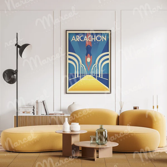 Affiche MARCEL TRAVEL POSTERS Arcachon Jetée Thiers format 30x40cm