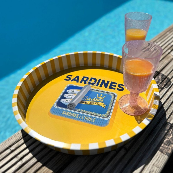 Plateau rond LES DELICES JOSEPHINE Sardines diamètre 35cm La collection de la mer