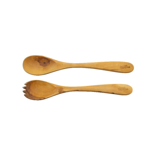 Lot de 2 cuillères en bois ROGER ORFEVRE 25cm olivier set à salade