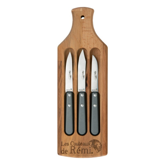 Coffret planche en bois ROGER ORFEVRE couteau d'office bec d'oiseau manche graphite
