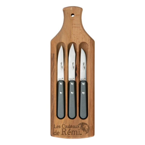 Coffret planche en bois ROGER ORFEVRE couteau d'office bec d'oiseau manche graphite
