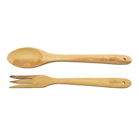 Fourchette et cuillère à salade ROGER ORFEVRE 30cm en bois d'olivier