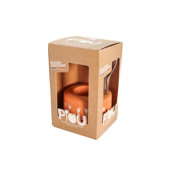 Coffret Piou ROGER ORFEVRE coquetier + cuillère - 5 coloris