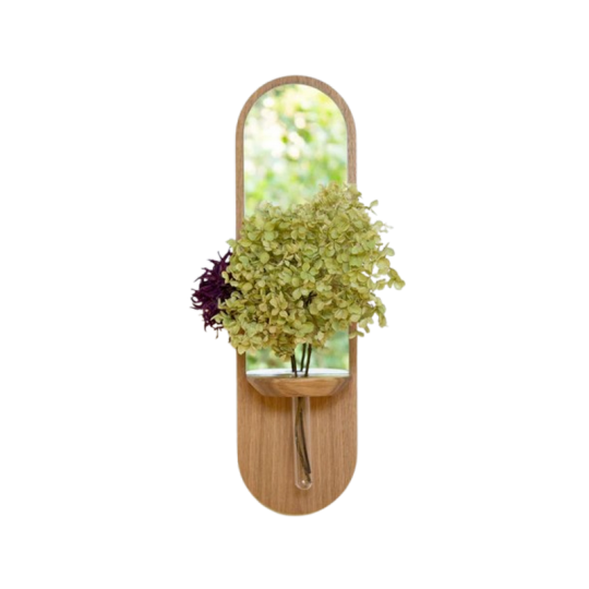 Miroir mural REINE MERE Equinoxe en chêne avec soliflore