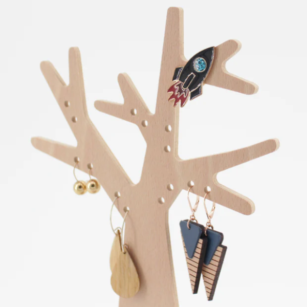 Arbre à bijou REINE MERE spécial boucles d'oreilles, en hêtre