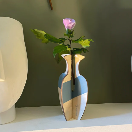 Vase Murano REINE MERE Anamorphose bleu bouleau et verre