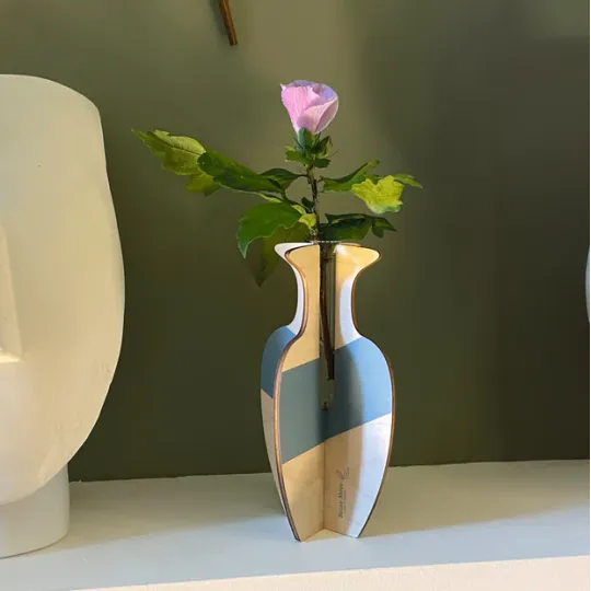 Vase Murano REINE MERE Anamorphose bleu bouleau et verre