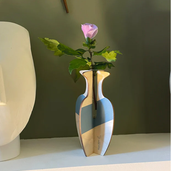 Vase Murano REINE MERE Anamorphose bleu bouleau et verre