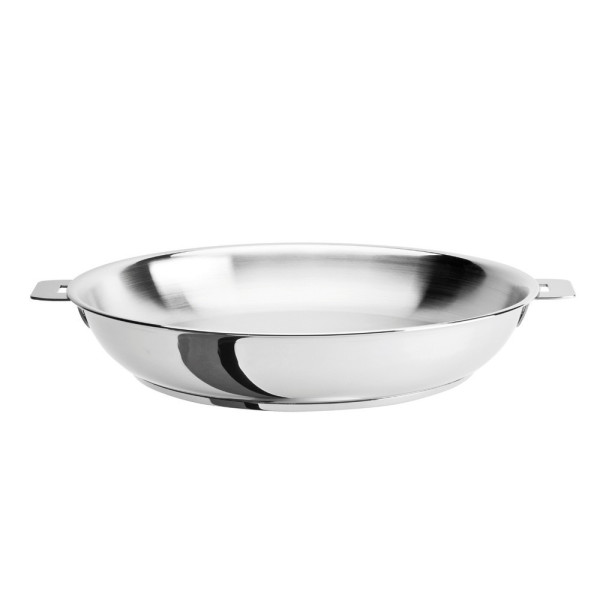 Set batterie CRISTEL 2 poêles hautes Mutine amovibles inox 24 et 28cm avec poignée bleue