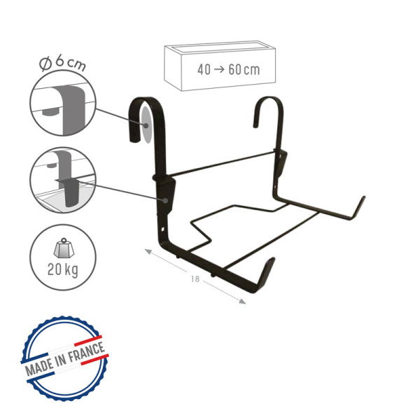 Support jardinière LOUIS MOULIN fer plat 35x18cm anthracite pour balcon