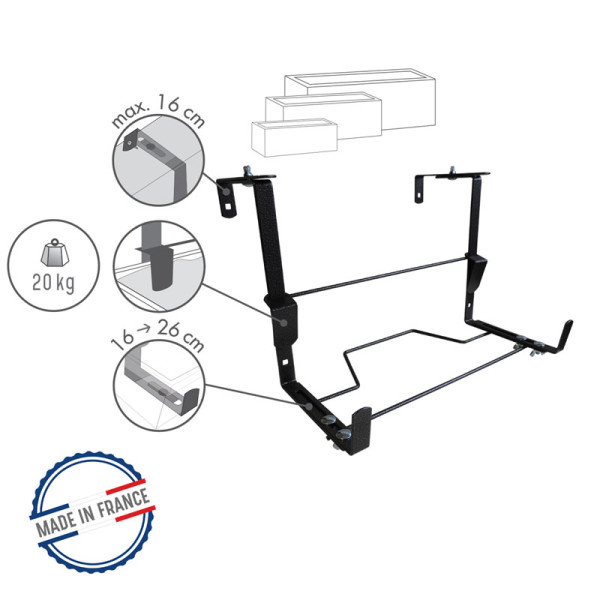 Support jardinière LOUIS MOULIN fer plat ergonomique 35x16 à 35x26cm anthracite