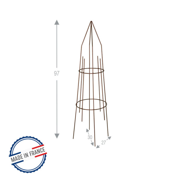 Support Tipis tuteur pour grimpantes LOUIS MOULIN 27x97cm fer vieilli