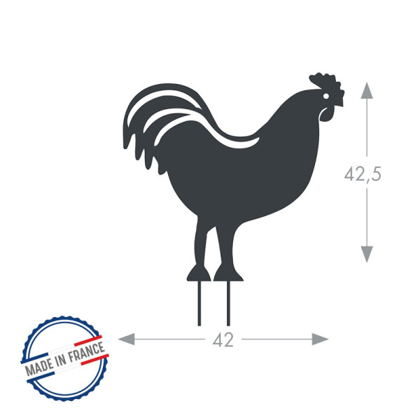 Figurine à piquer LOUIS MOULIN Coq décoration jardin en acier 42.5x42cm anthracite