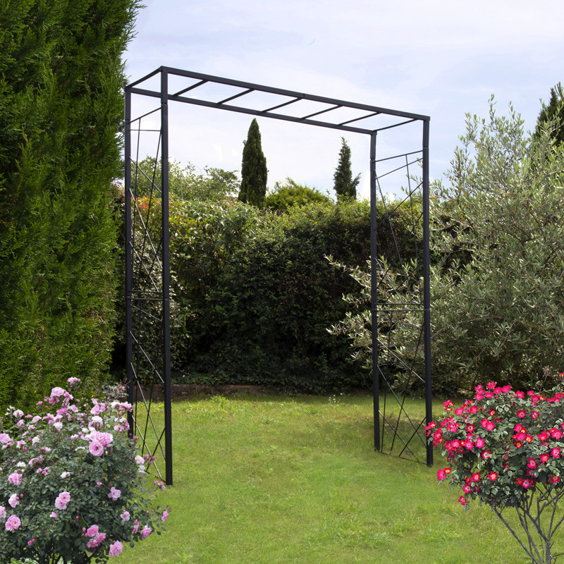 LOUIS MOULIN Arche Tube Carré Plante Grimpante Fer Vieilli 180x50x220cm - Made In France