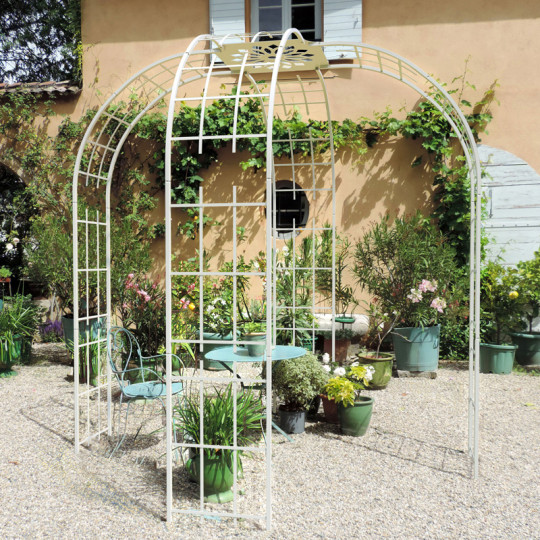 Kiosque de jardin Gloriette LOUIS MOULIN tube carré 250x50x240cm beige