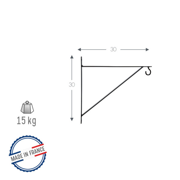 Potence fer plat LOUIS MOULIN Basics moderne 30x30cm noir