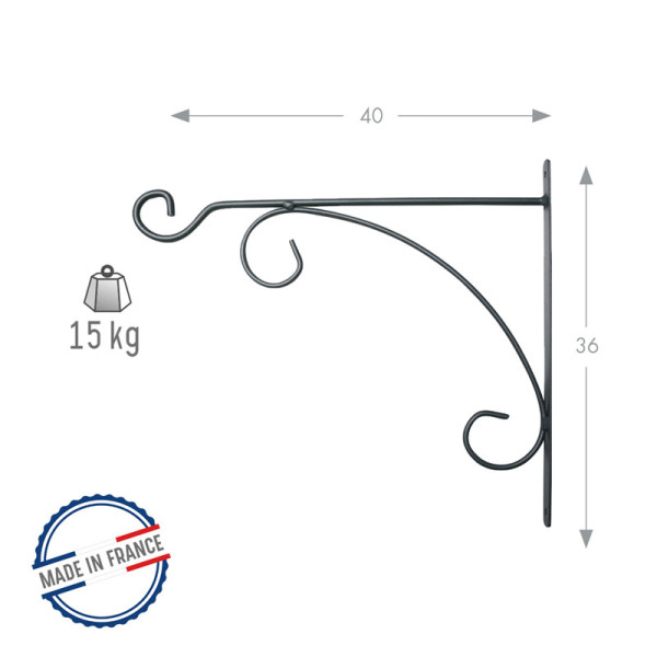 Potence fil LOUIS MOULIN Classique volute 40x36cm anthracite