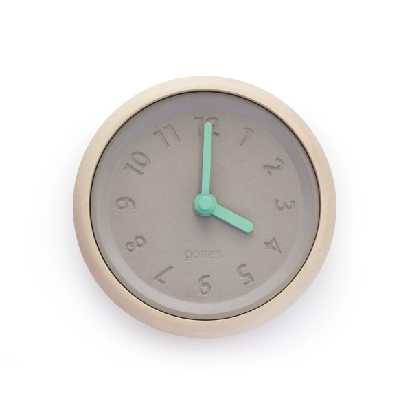 Horloge murale GONE'S Toupie bois et béton - 4 coloris