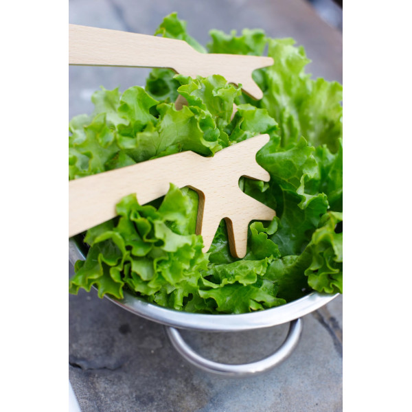 Couverts à salade en hêtre massif et leur socle
