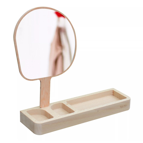 Miroir et vide-poches REINE MERE Kagami en hêtre