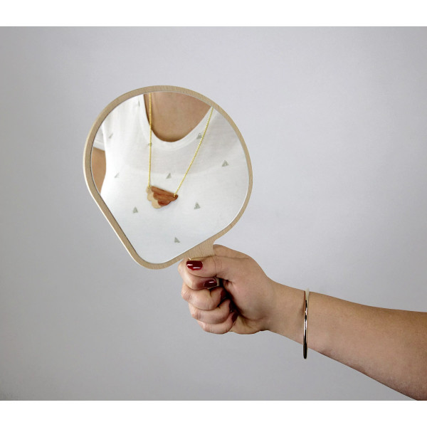 Miroir et vide-poches REINE MERE Kagami en hêtre