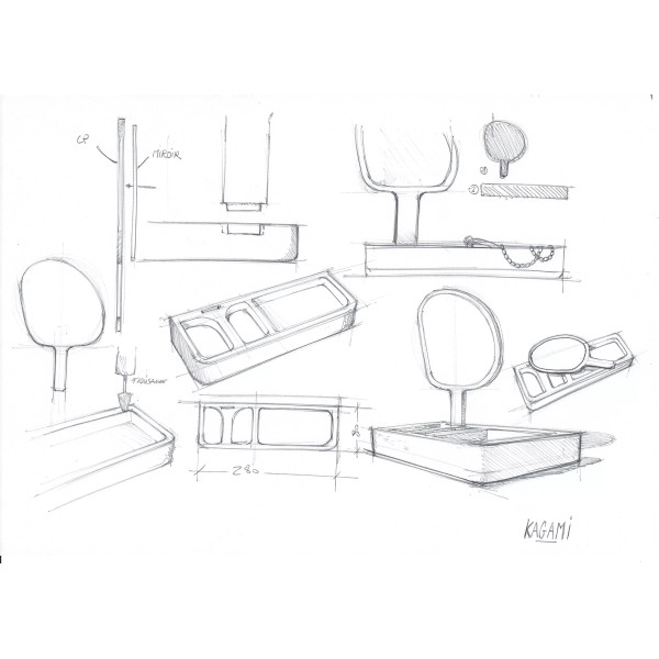 Miroir et vide-poches REINE MERE Kagami en hêtre