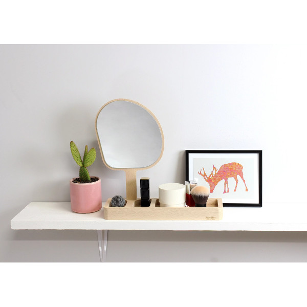 Miroir et vide-poches REINE MERE Kagami en hêtre