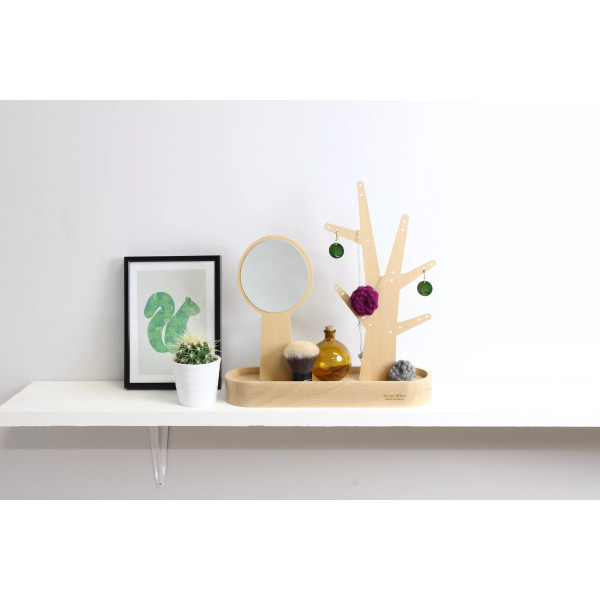 Porte-bijoux et miroir REINE MERE Eden en hêtre
