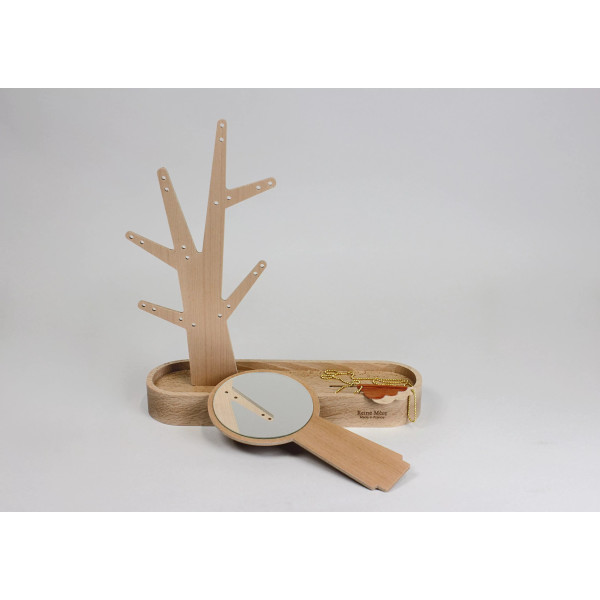 Porte-bijoux et miroir REINE MERE Eden en hêtre