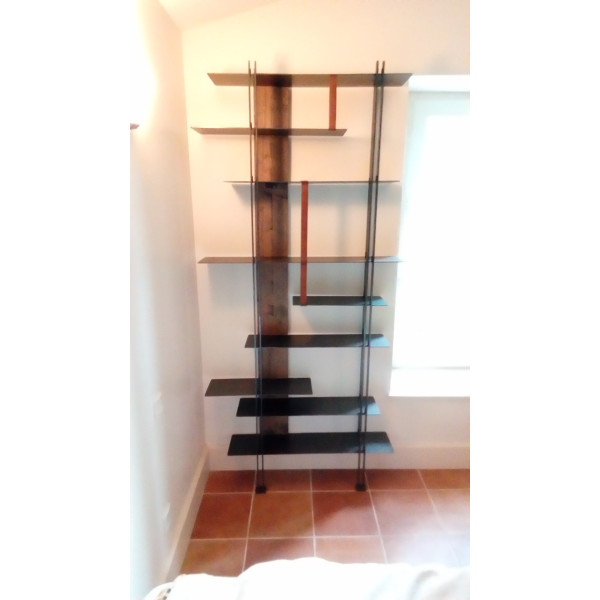 Bibliothèque CLF CREATION Manly en bois et métal 185x170x30cm