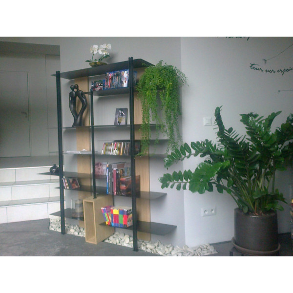 Bibliothèque CLF CREATION Manly en bois et métal 185x170x30cm