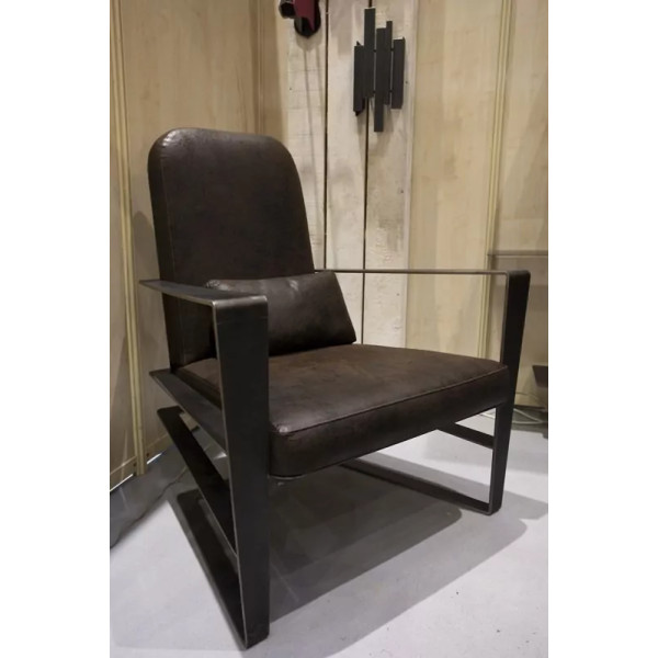 Fauteuil CLF CREATION Lunda en métal et cuir