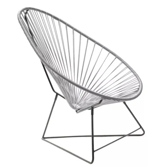 Fauteuil Acapulco gris fer pied noir
