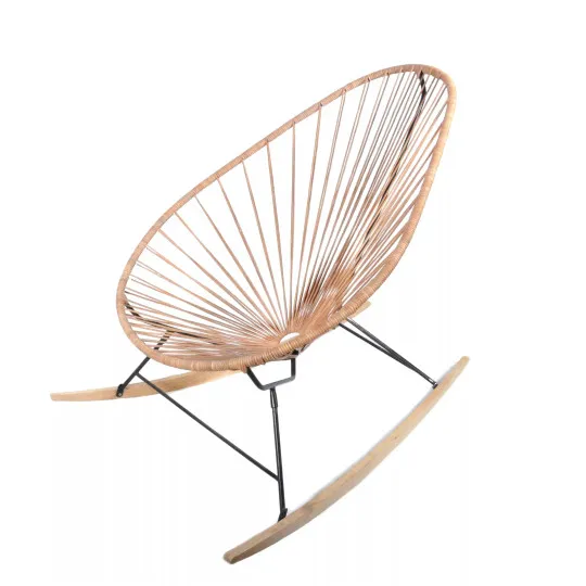 Fauteuil cuir à bascule Acapulco skis bois