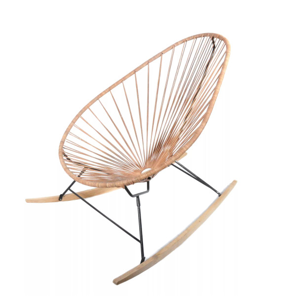 Fauteuil cuir à bascule Acapulco skis bois